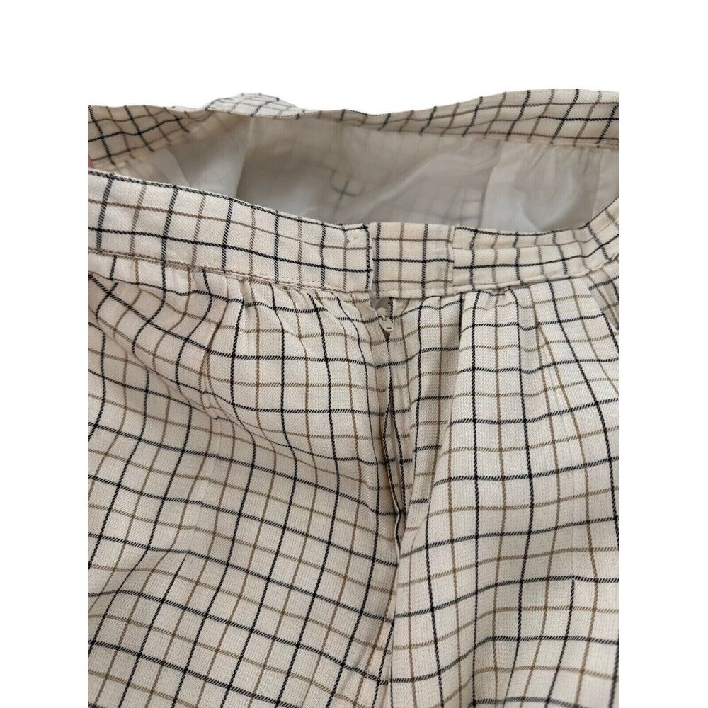 Vtg Liz Claiborne Beige Black Checkered Rayon Midi Skirt Size 12 Academia Money - Picture 5 of 13